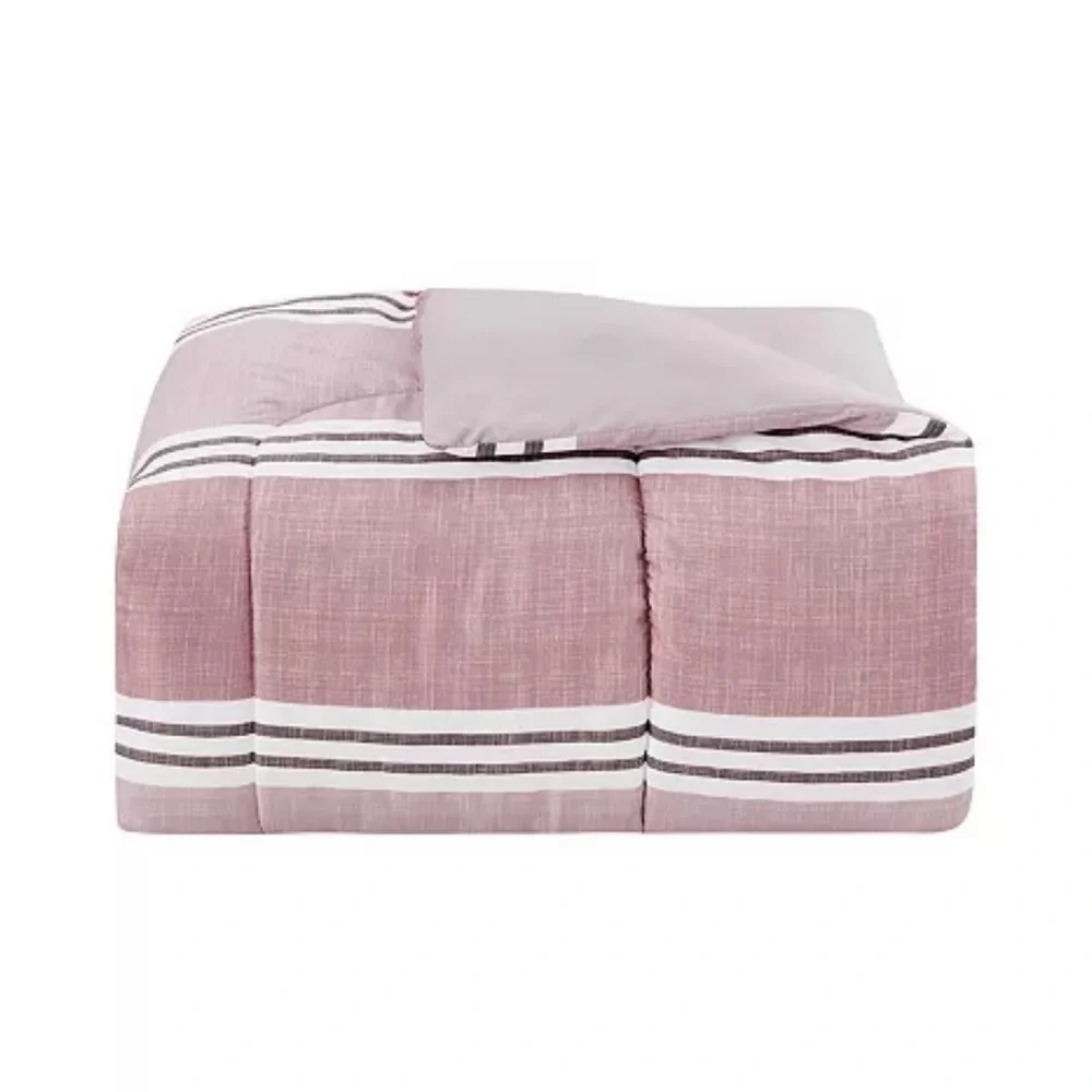 Reversible Color block w a seaside vibe, the Aiden comforter Set.